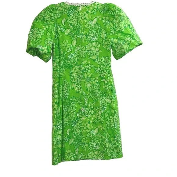Lilly Pulitzer Alyce Elbow Sleeve Stretch Cotton Shift Dress Green - Sz 0/XS - Picture 4 of 6